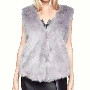 BCBGeneration “Missy” Silver Faux-Fur Vest, xsmall